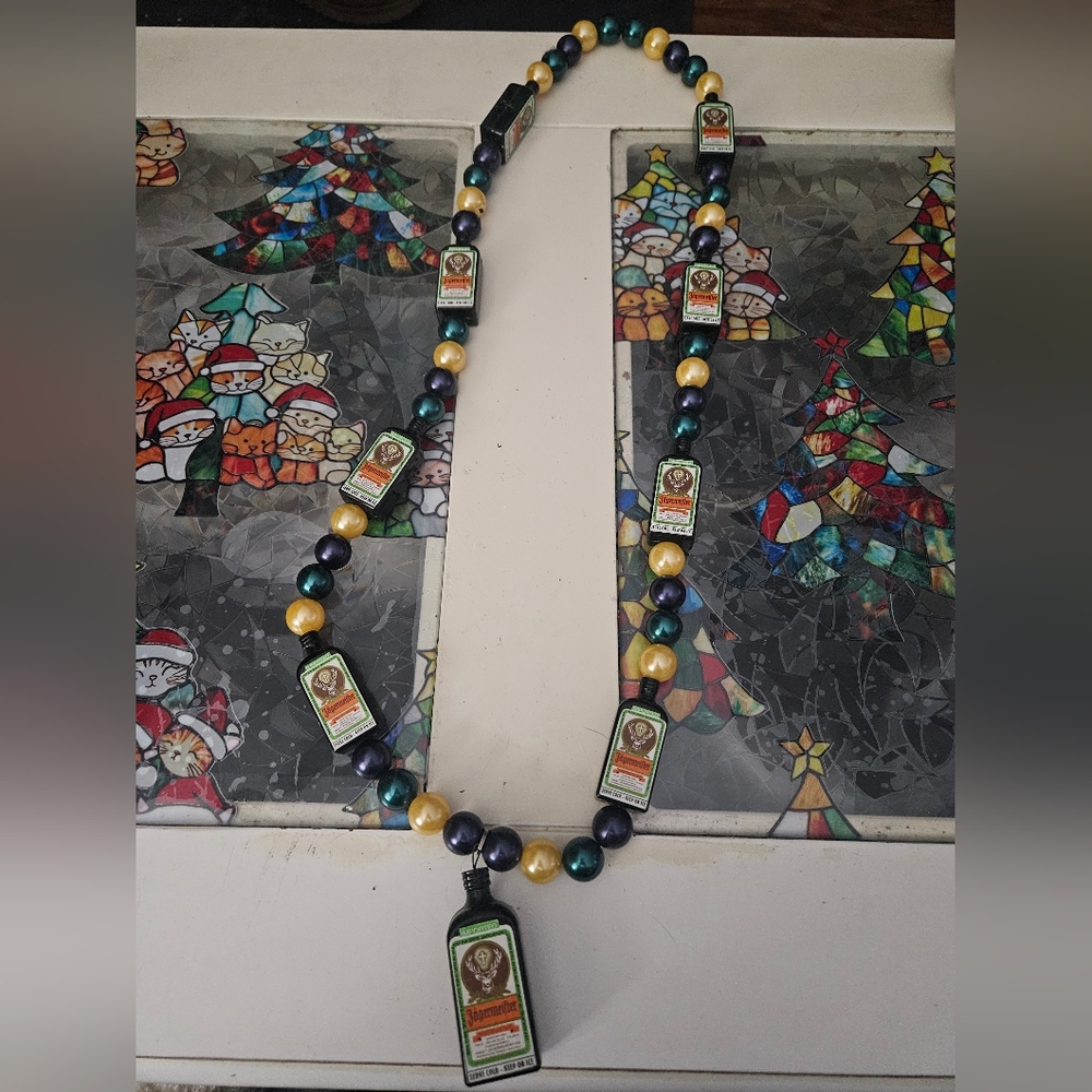 Jagermeister Mardi Gras Beaded Necklace